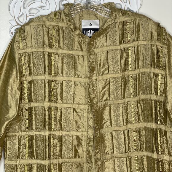 YAK MAGIK Jacket size MEDIUM 100% SILK Long Sleeves Open Front Beaded GOLD Rare - Picture 5 of 16